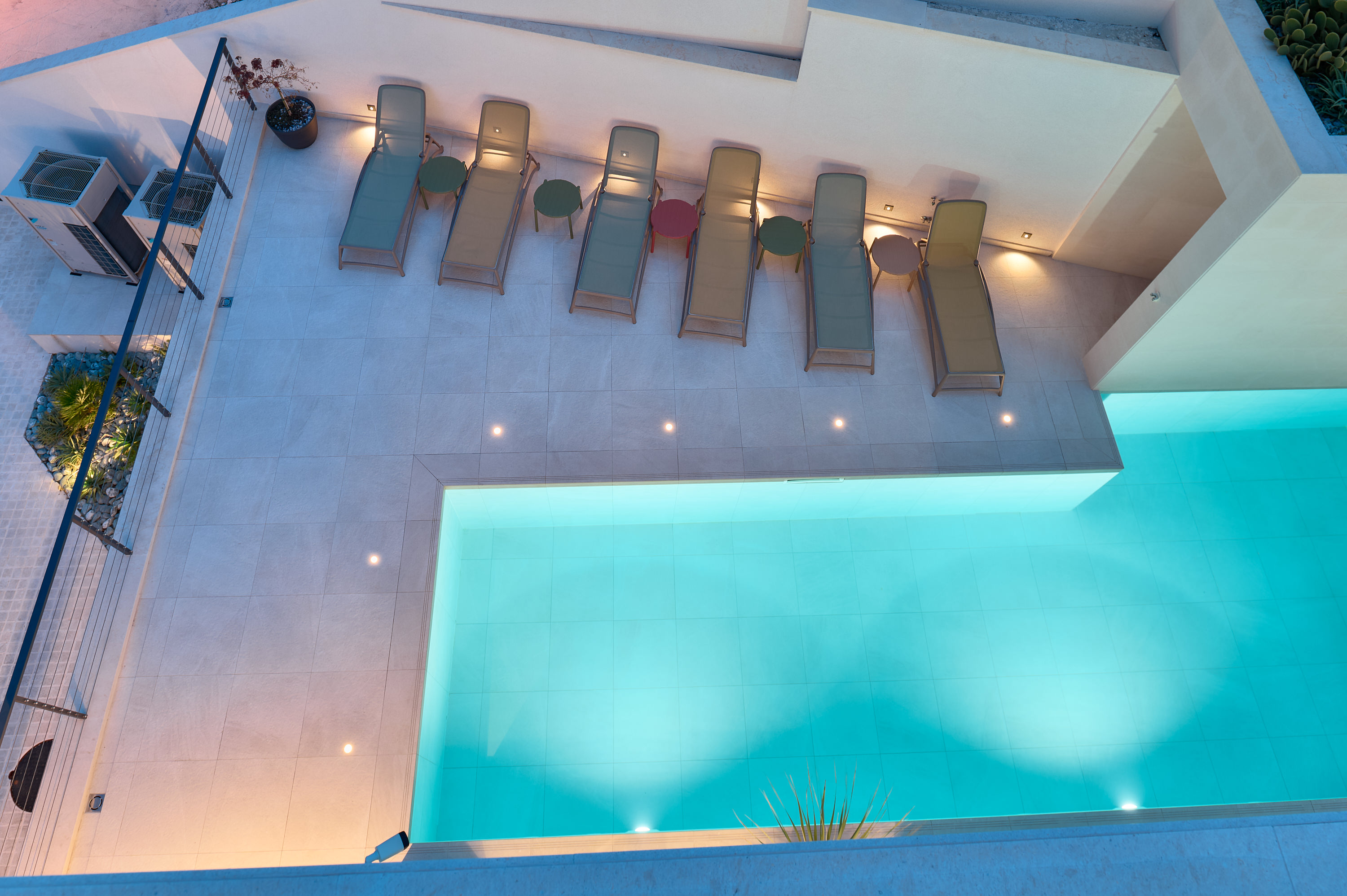 Top-down view of The Glass House Pool