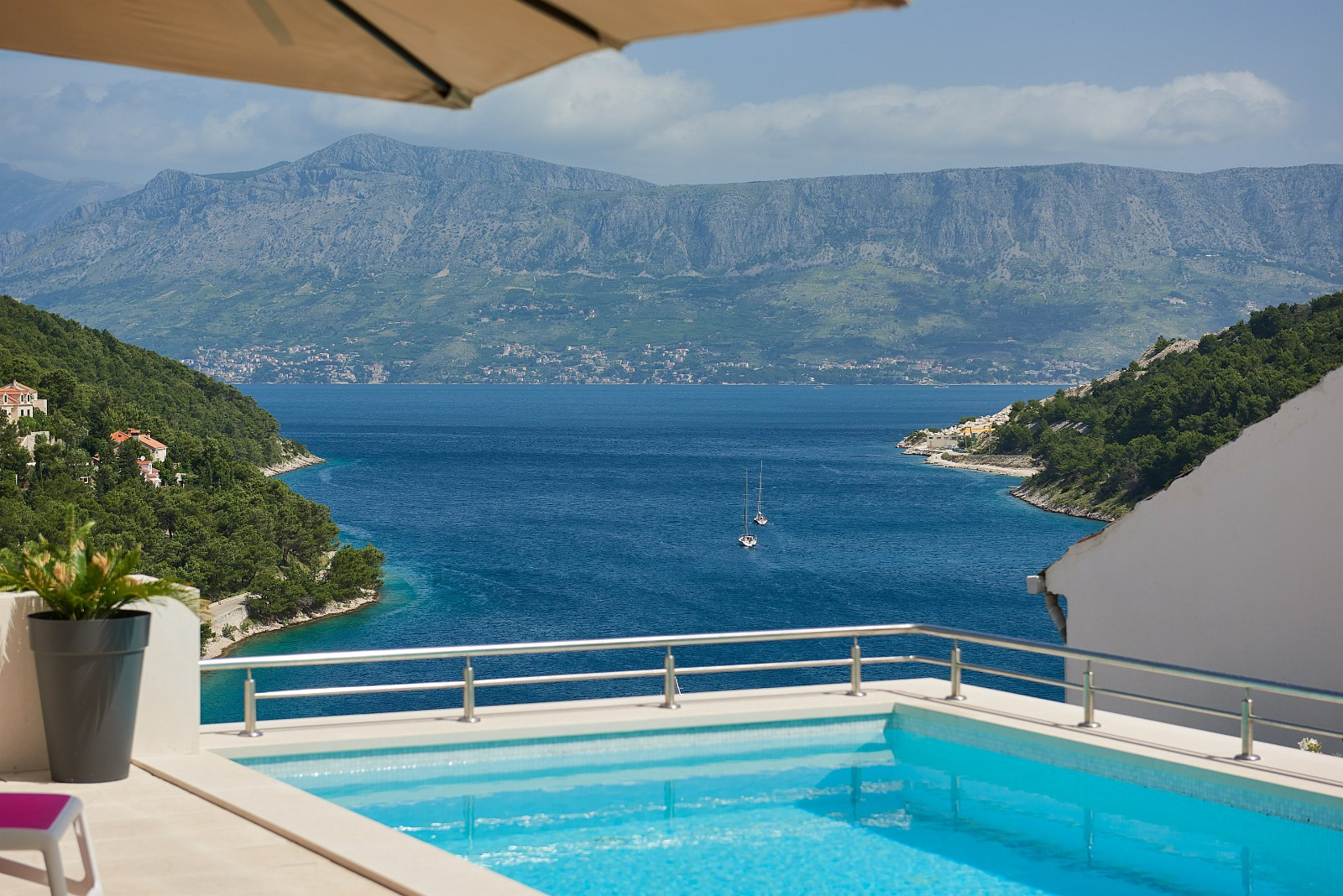 The Pučišća bay, viewed from inside the pool